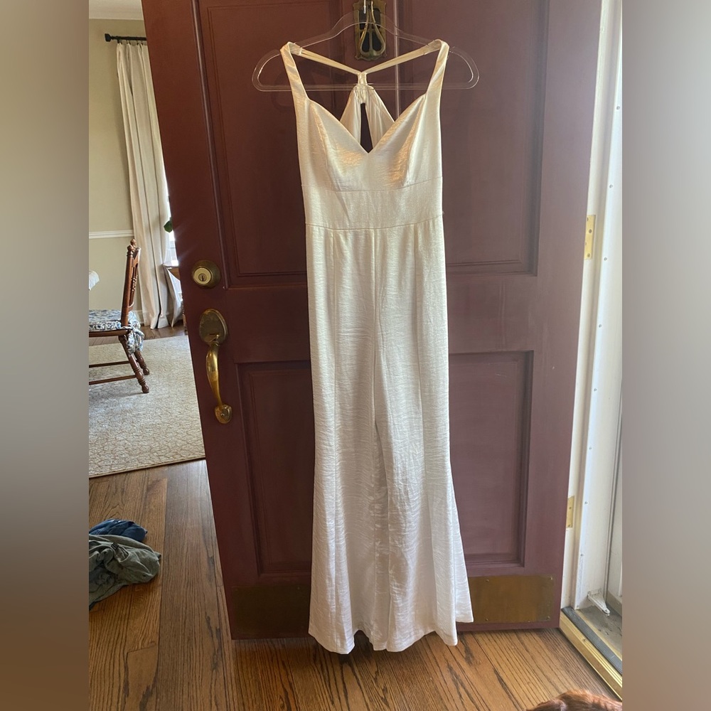 Free people white halter jumpsuit